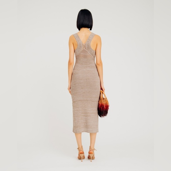 TORN by Ronny Kobo Melanie Ruched Midi Dress – Brown Sand | Size L | NWT - Picture 5 of 5